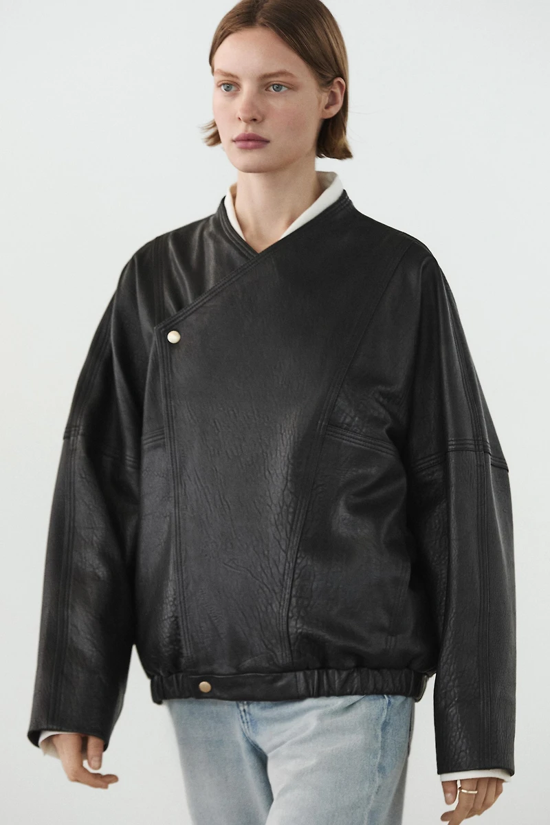 Veste bomber en cuir