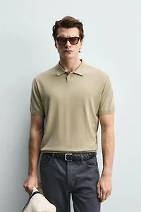 WASHED TEXTURED KNIT POLO