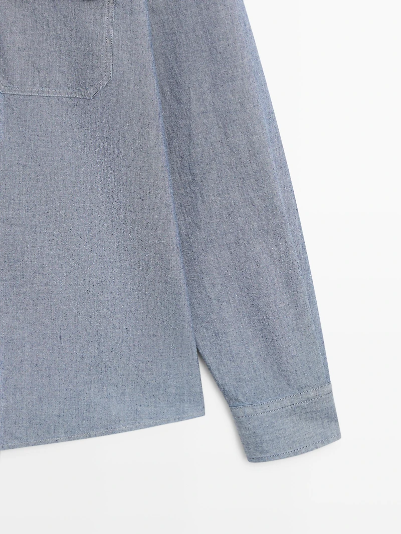 Chemise chambray regular fit avec poches