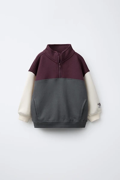 COLOR BLOCK ZIP SWEATSHIRT