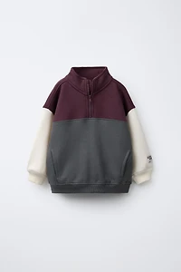 COLOR BLOCK ZIP SWEATSHIRT
