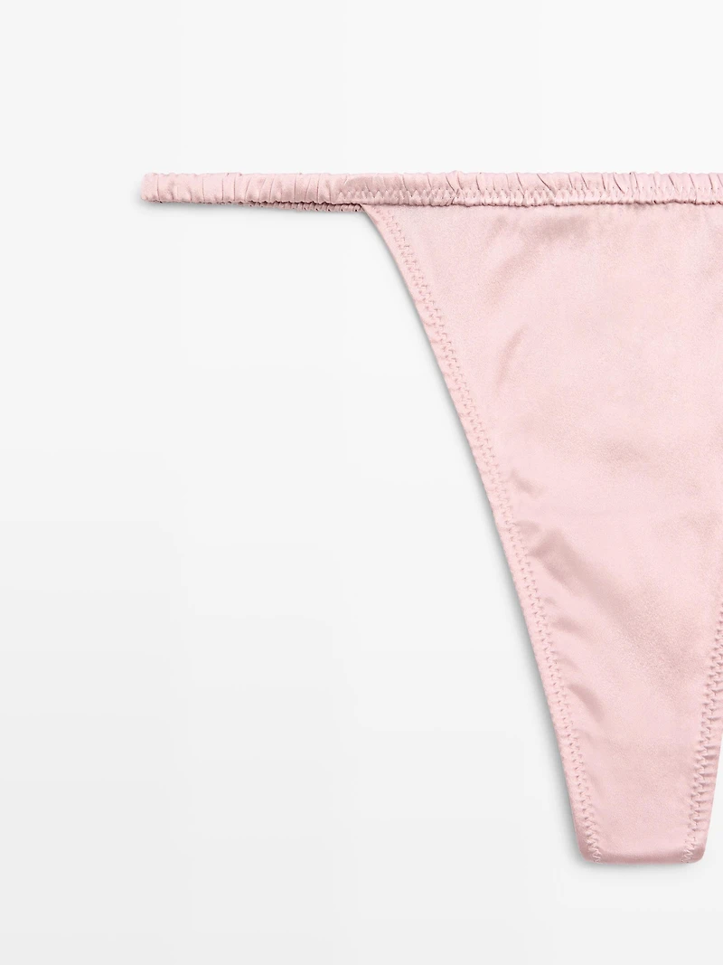 Silk thong with lace detail