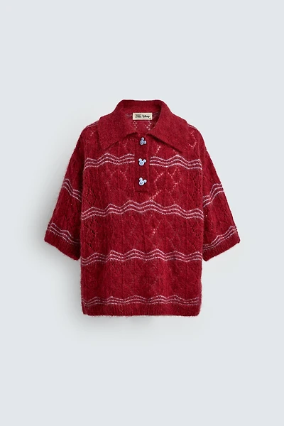 OPENWORK KNIT POLO SHIRT HARRY LAMBERT FOR ZARA X DISNEY