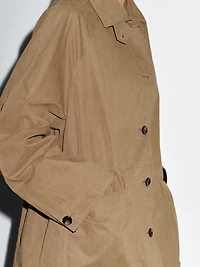 Cotton blend fitted-waist trench coat
