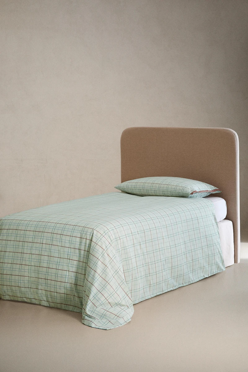 COUETTE ENFANT CARREAUX VERT
