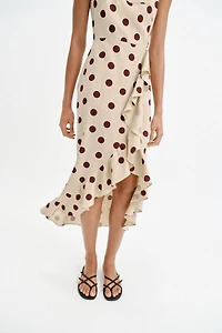 ROBE MIDI À POIS AVEC LIN