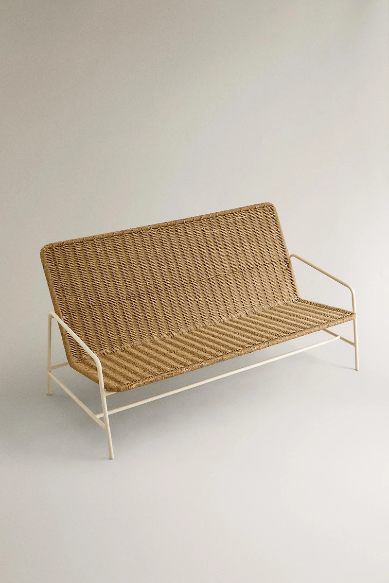 WOVEN OUTDOOR BENCH WITH BACK