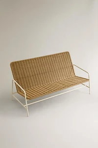 WOVEN OUTDOOR BENCH WITH BACK