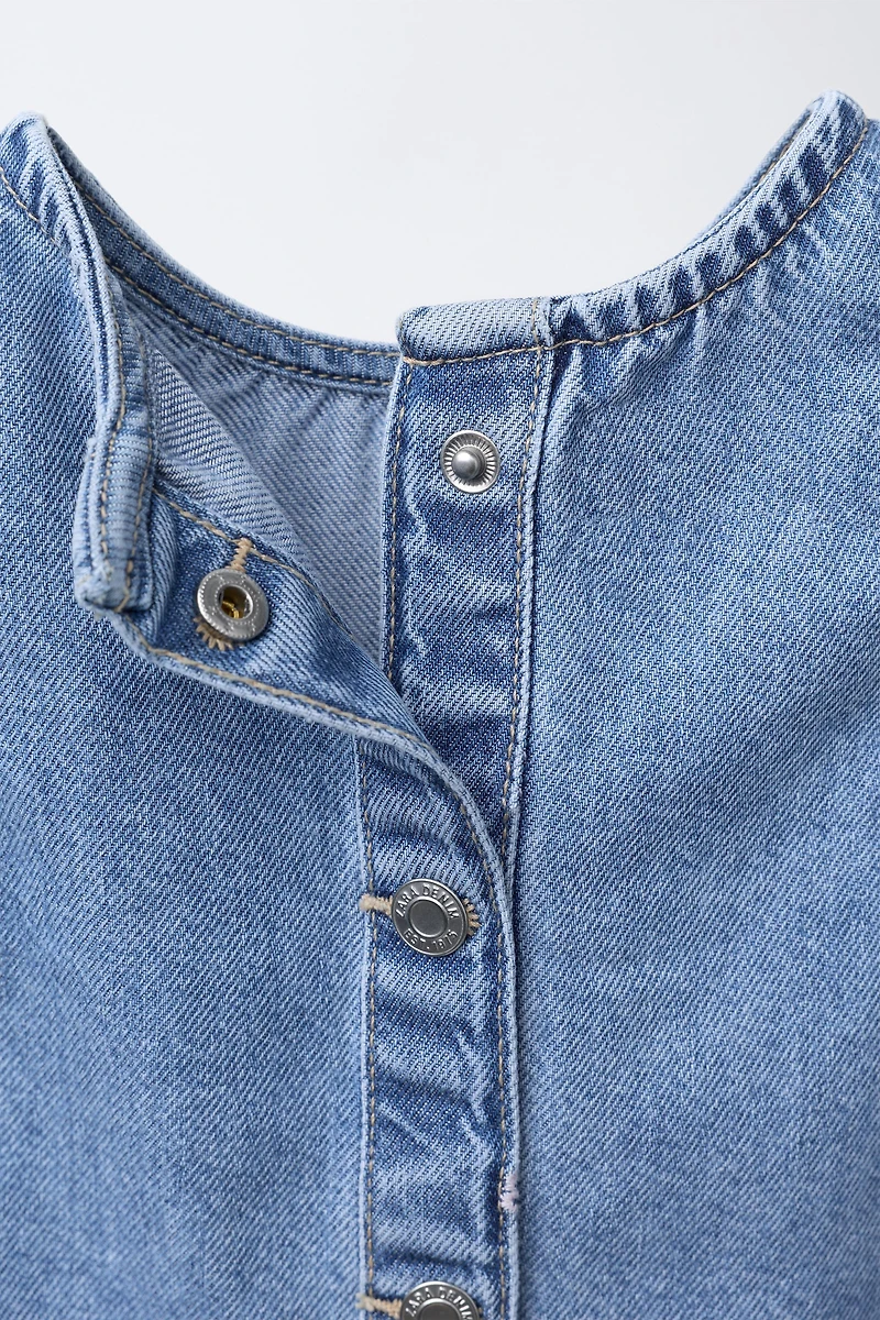 EMBROIDERED BUTTERFLY DENIM TOP