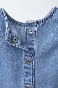 EMBROIDERED BUTTERFLY DENIM TOP