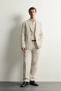 100% LINEN PLEATED SUIT PANTS