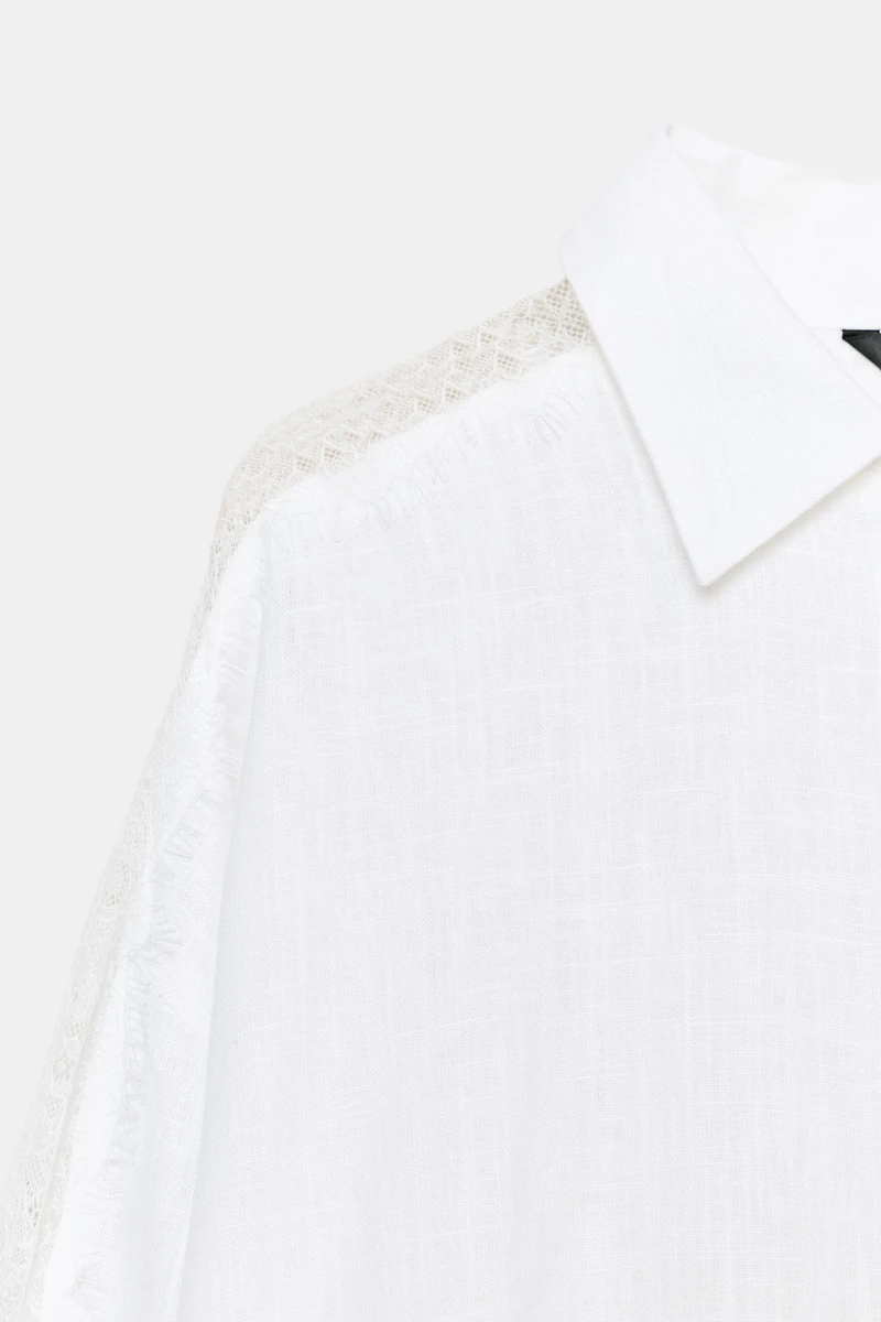CHEMISE OVERSIZE DENTELLE ET LIN