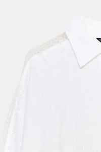 CHEMISE OVERSIZE DENTELLE ET LIN