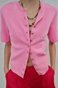 SHORT SLEEVE KNIT CARDIGAN