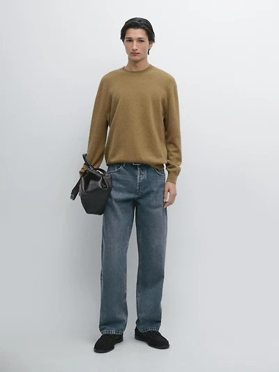 Knit wool sweater with crew neck
