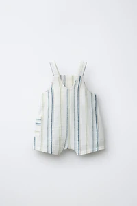 STRIPED OVERALL SHORTS
