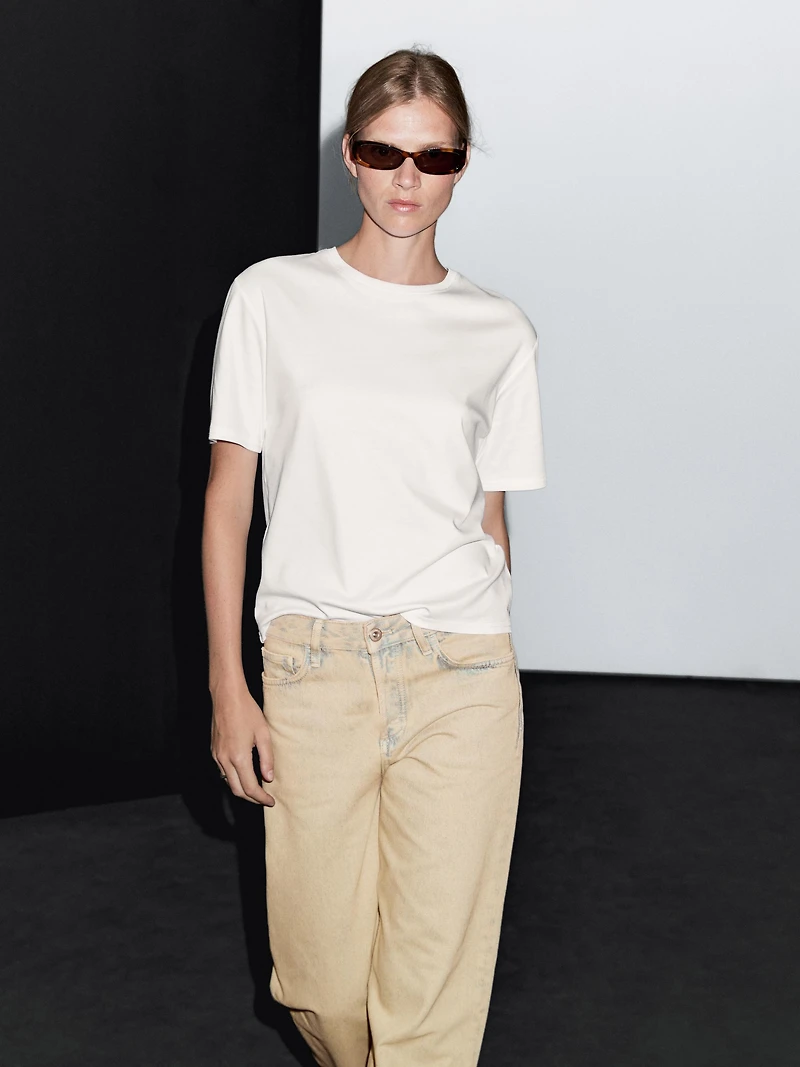 Jean large mid-rise coton