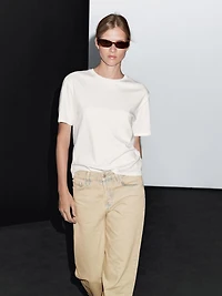 Jean large mid-rise coton