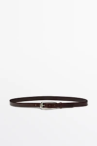Nappa leather belt with rounded buckle
