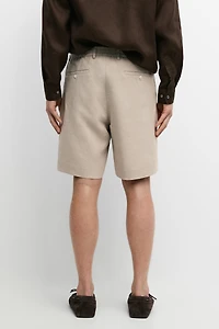 100% linen short Bermuda shorts