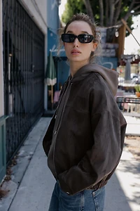 FAUX SUEDE BOMBER JACKET