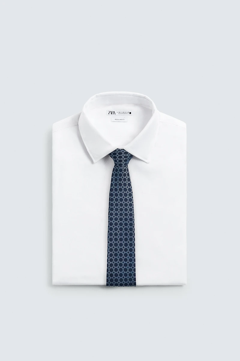 100% SILK GEOMETRIC JACQUARD TIE