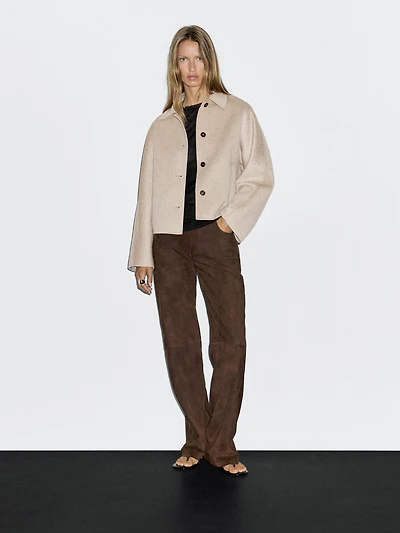 Cropped wool blend jacket
