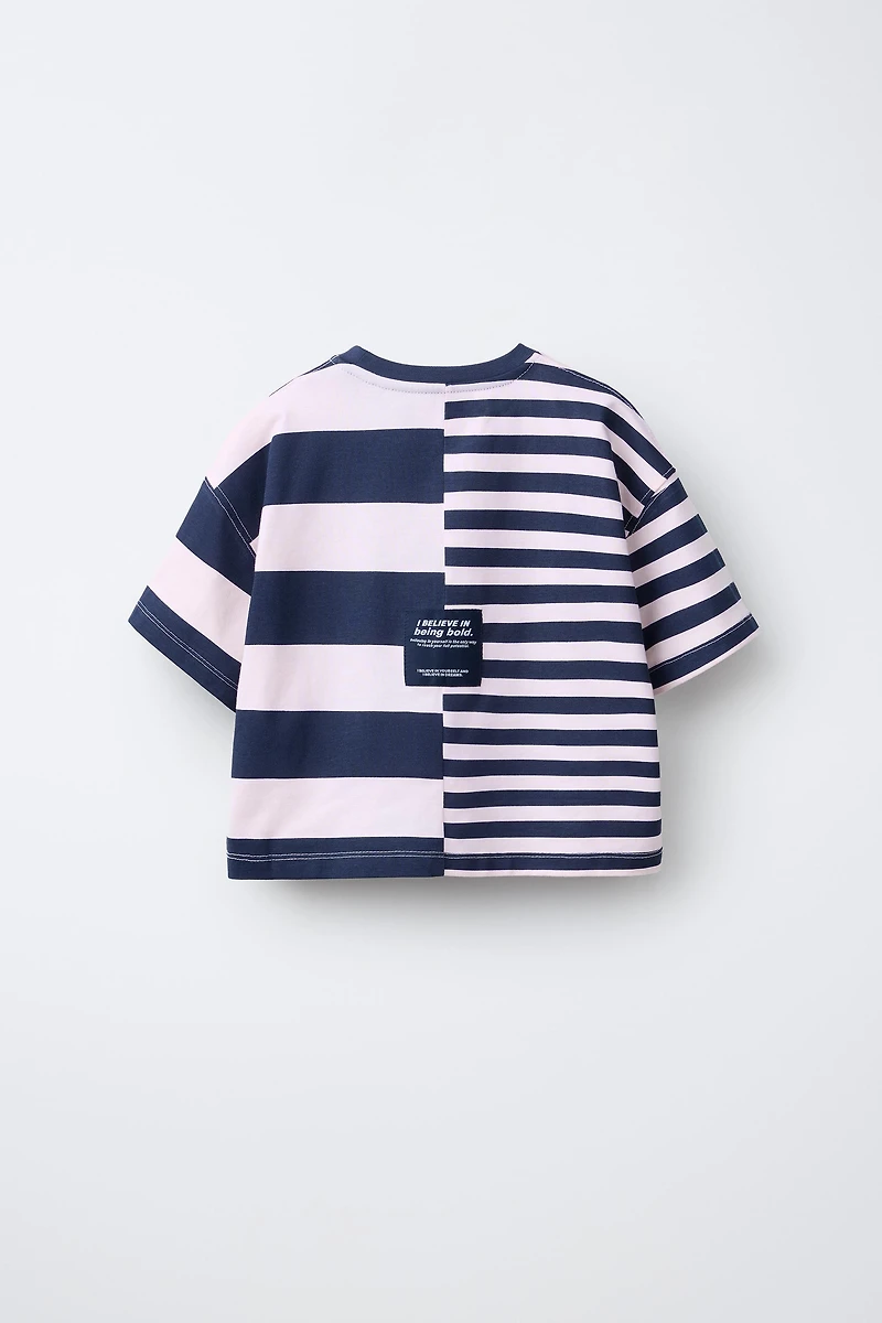 STRIPED TEXT T-SHIRT