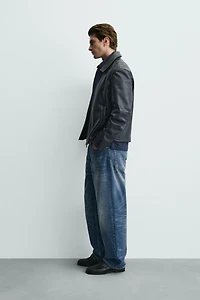 REGULAR FIT FAUX LEATHER JACKET