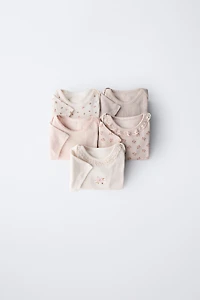 FIVE-PACK OF FLORAL BODYSUITS