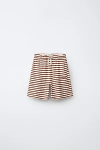 TOWEL EFFECT STRIPED T-SHIRT AND BERMUDA SET