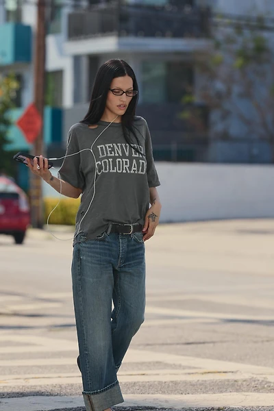 TRF MID-RISE FOLD-UP STRAIGHT LEG JEANS