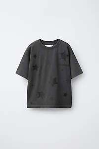 T-SHIRT EFFET DÉLAVÉ ÉTOILES BRILLANT