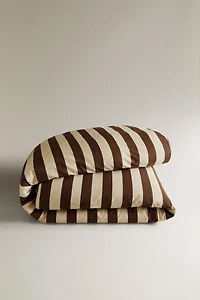FADED STRIPED COTTON DUVET COVER