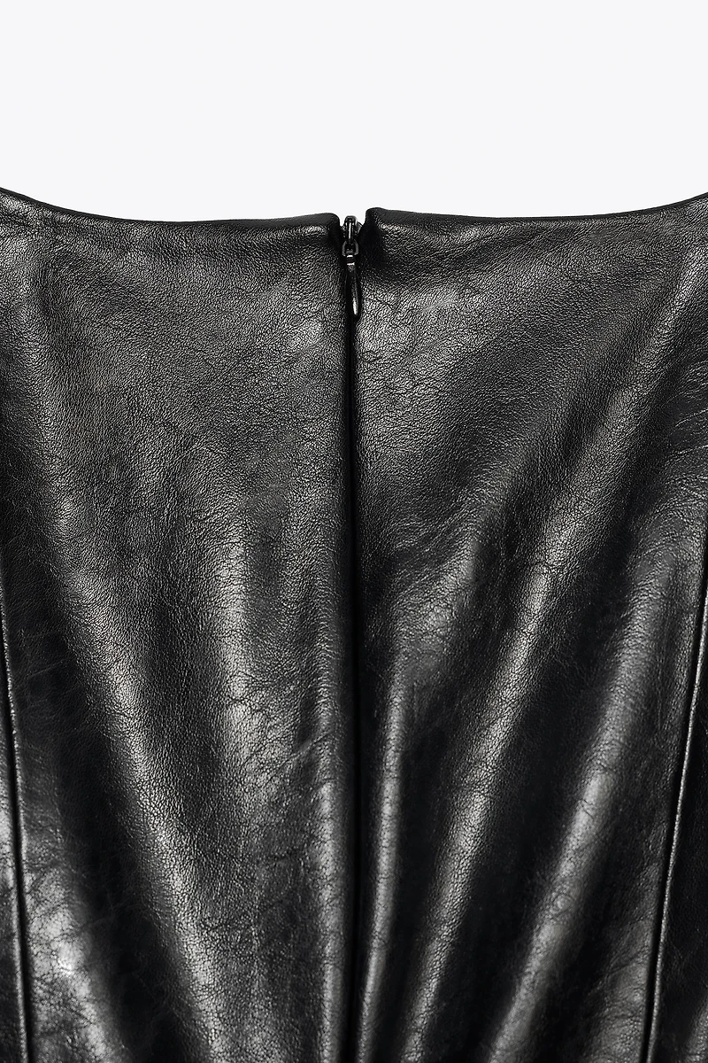 FAUX LEATHER BELTED TOP
