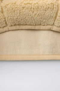 ZIP FAUX SHEARLING SWEATSHIRT