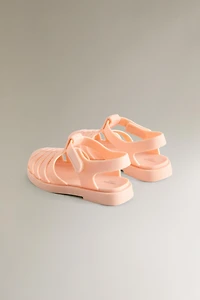 RUBBERIZED CAGE SANDALS WITH HOOK-AND-LOOP STRAP