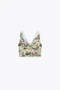 KNOTTED PRINTED CROP TOP