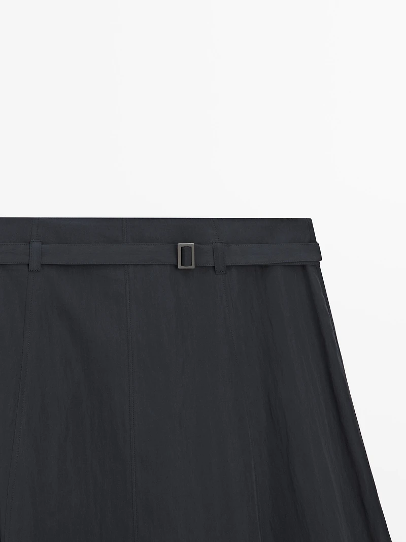 Long skirt with belt detail