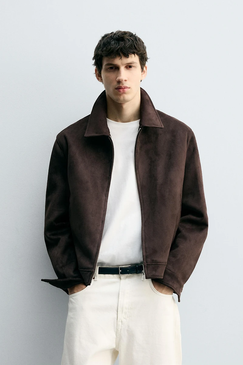 REGULAR FIT FAUX SUEDE JACKET