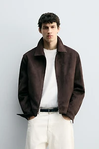 REGULAR FIT FAUX SUEDE JACKET