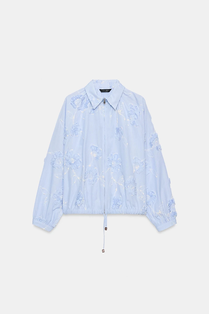 FLORAL TEXTURED EMBROIDERED SHIRT