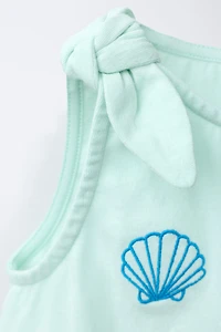 T-SHIRT NŒUD BRODERIES TROPICALES