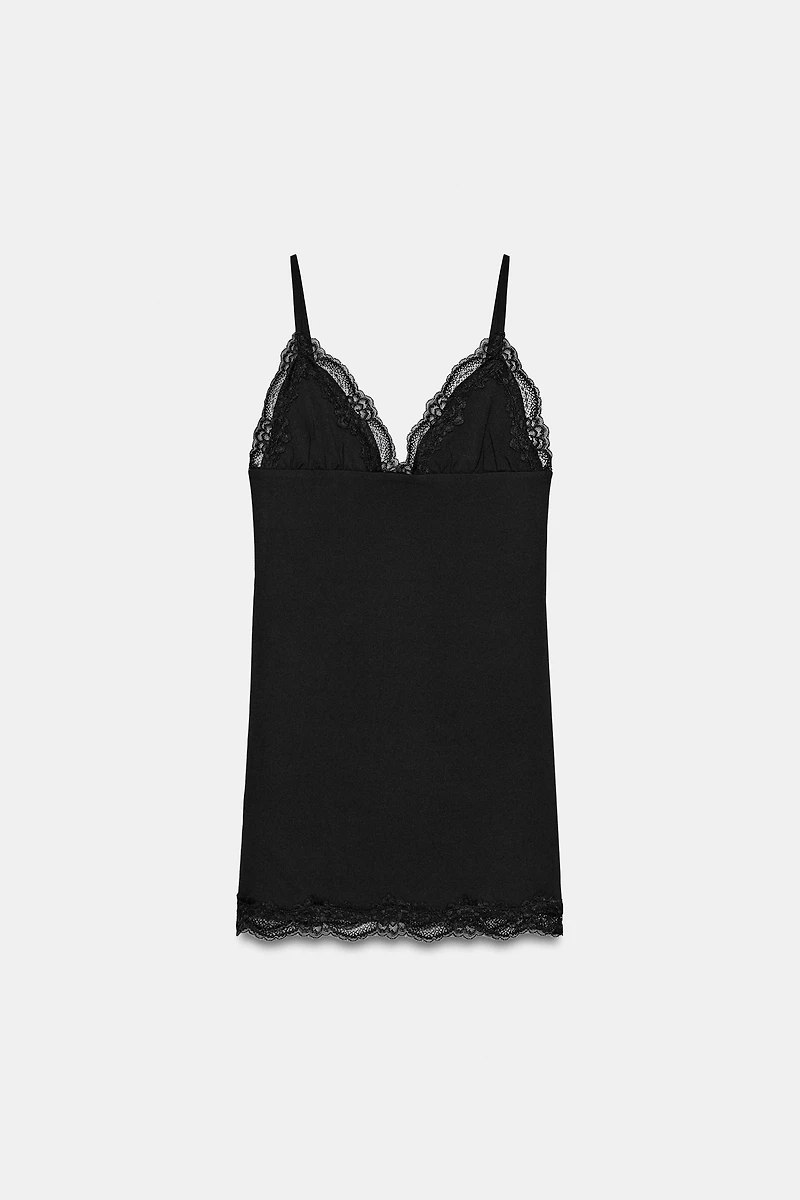LACE STRAP MINI DRESS