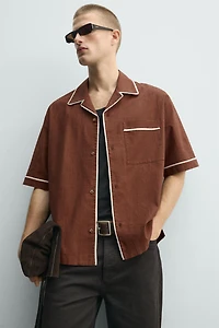 RELAXED FIT SHIRT WITH CONTRAST PIPING