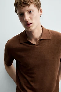 HEMP COTTON BLEND KNIT POLO