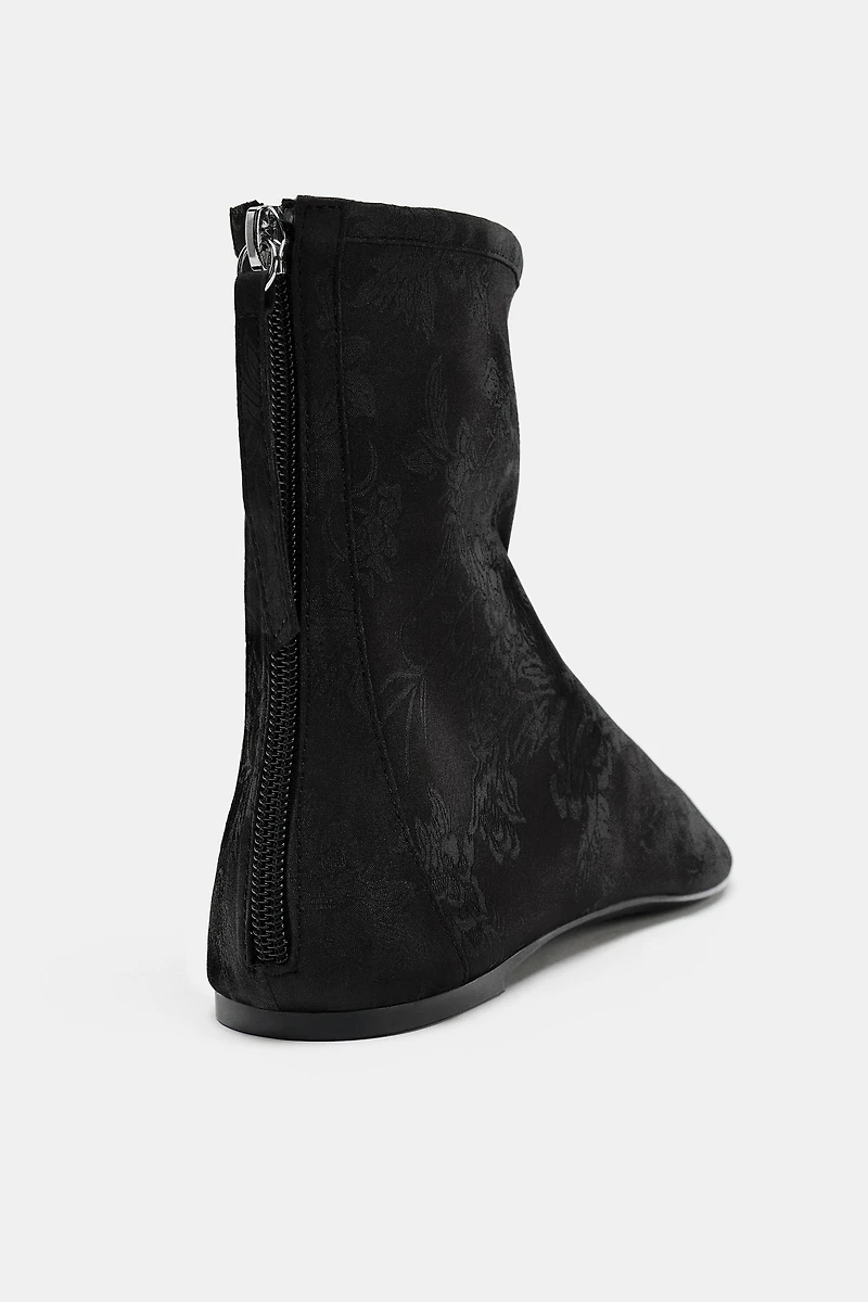 LOW HEEL SATIN EFFECT ANKLE BOOTS