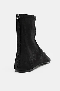 LOW HEEL SATIN EFFECT ANKLE BOOTS