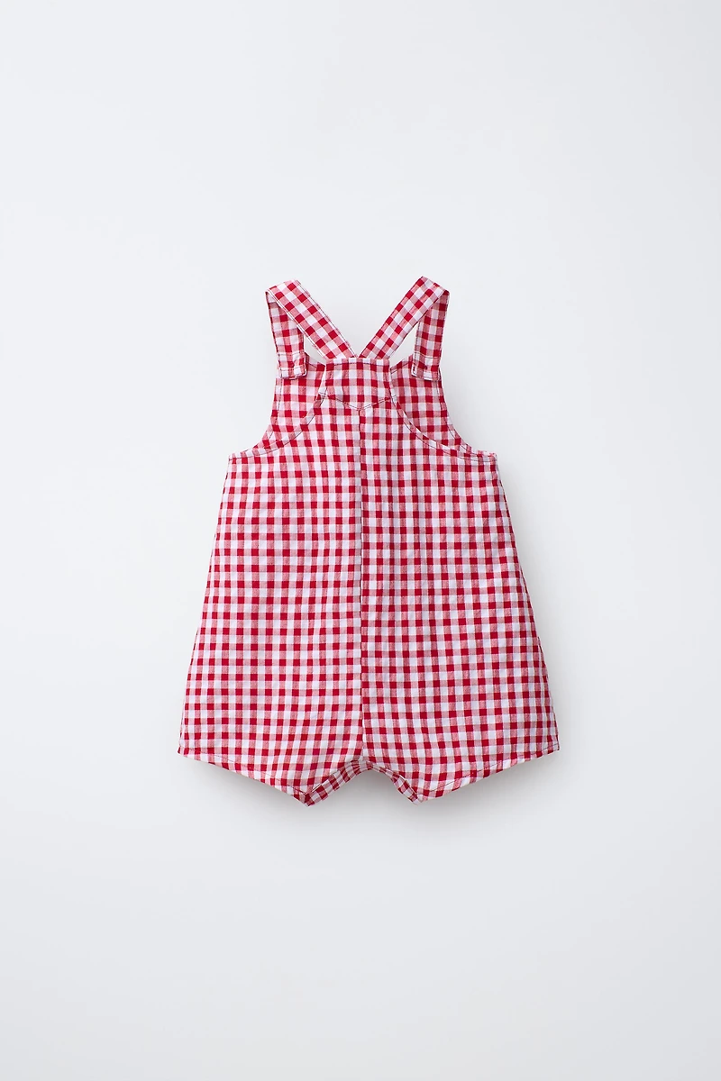 GINGHAM CHECK OVERALL SHORTS