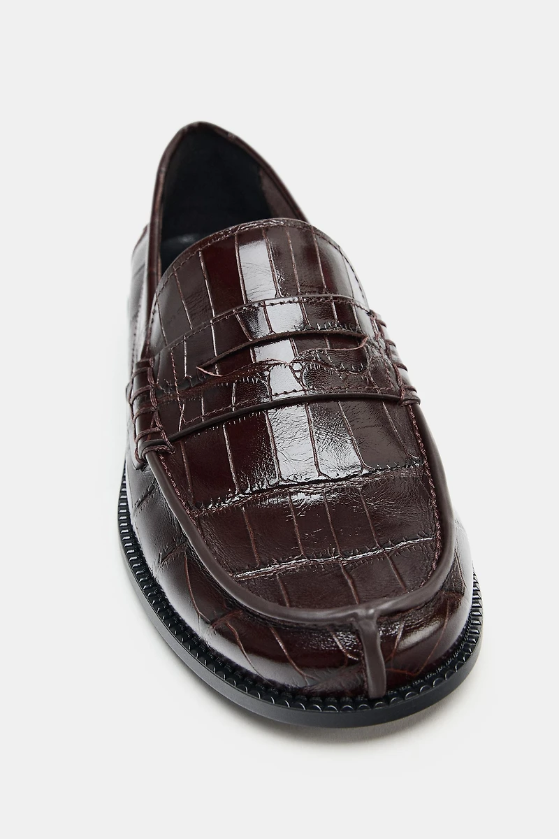 EMBOSSED LEATHER LOAFERS